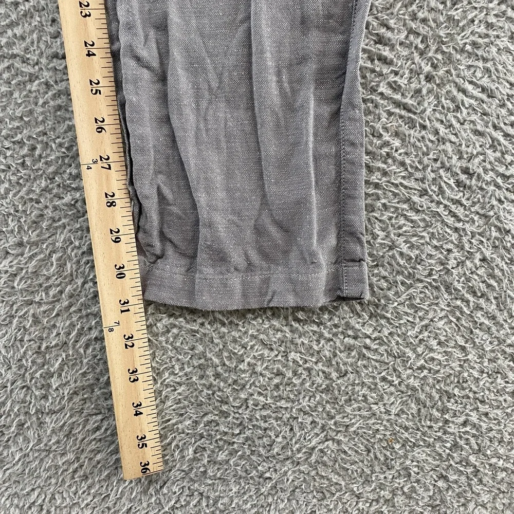 Banana Republic Kentfield Pants Mens 33x30 Linen Cotton Gray Taper Chino Summer‎